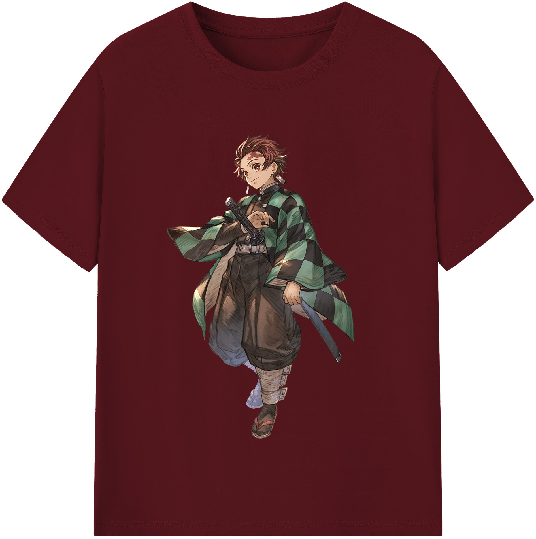 （画像用） 鬼滅の刃 竈門 炭治郎／かまど たんじろう Kamado Tanjirou 綿100％半袖Tシャツ（フロントプリント）